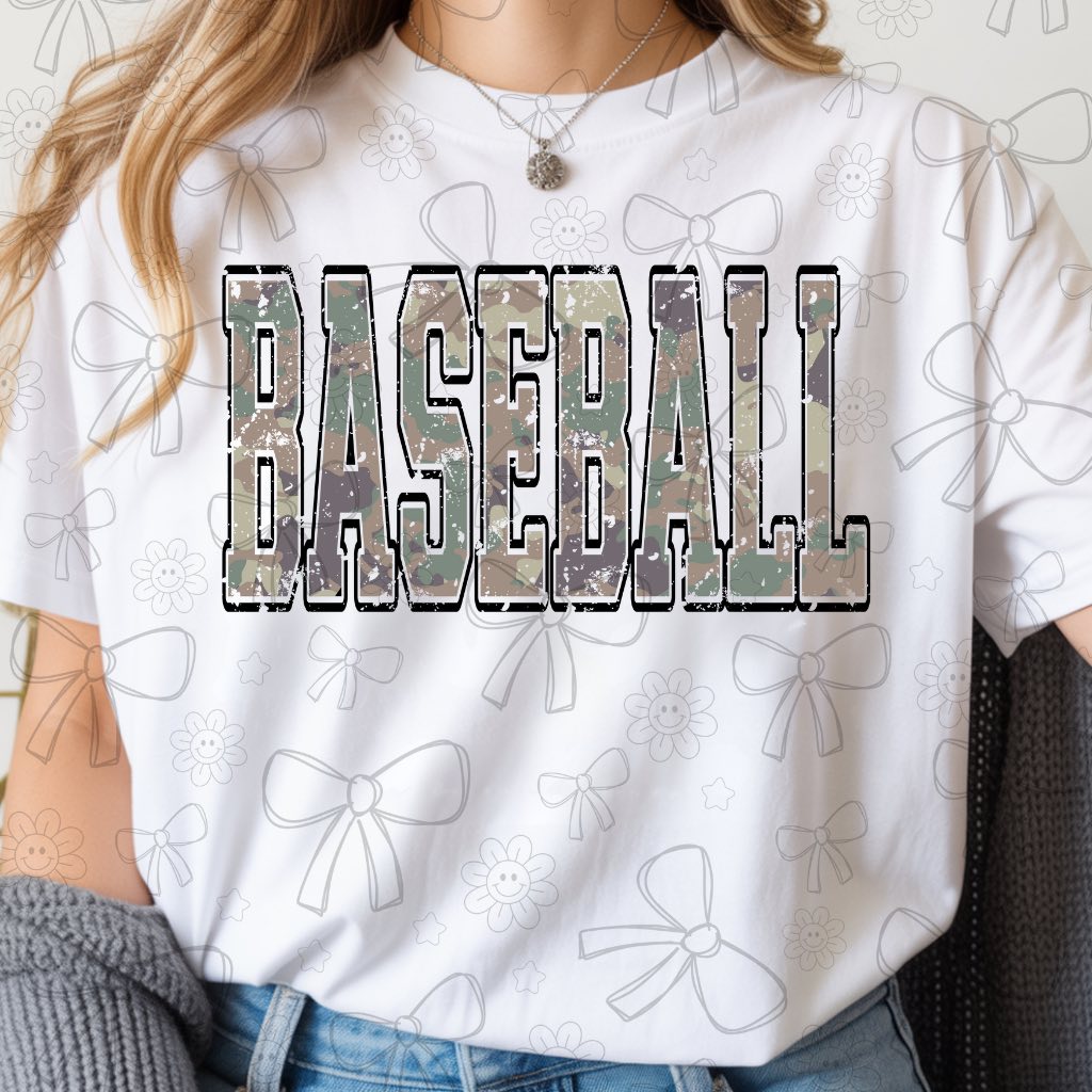 Vintage distressed camo baseball