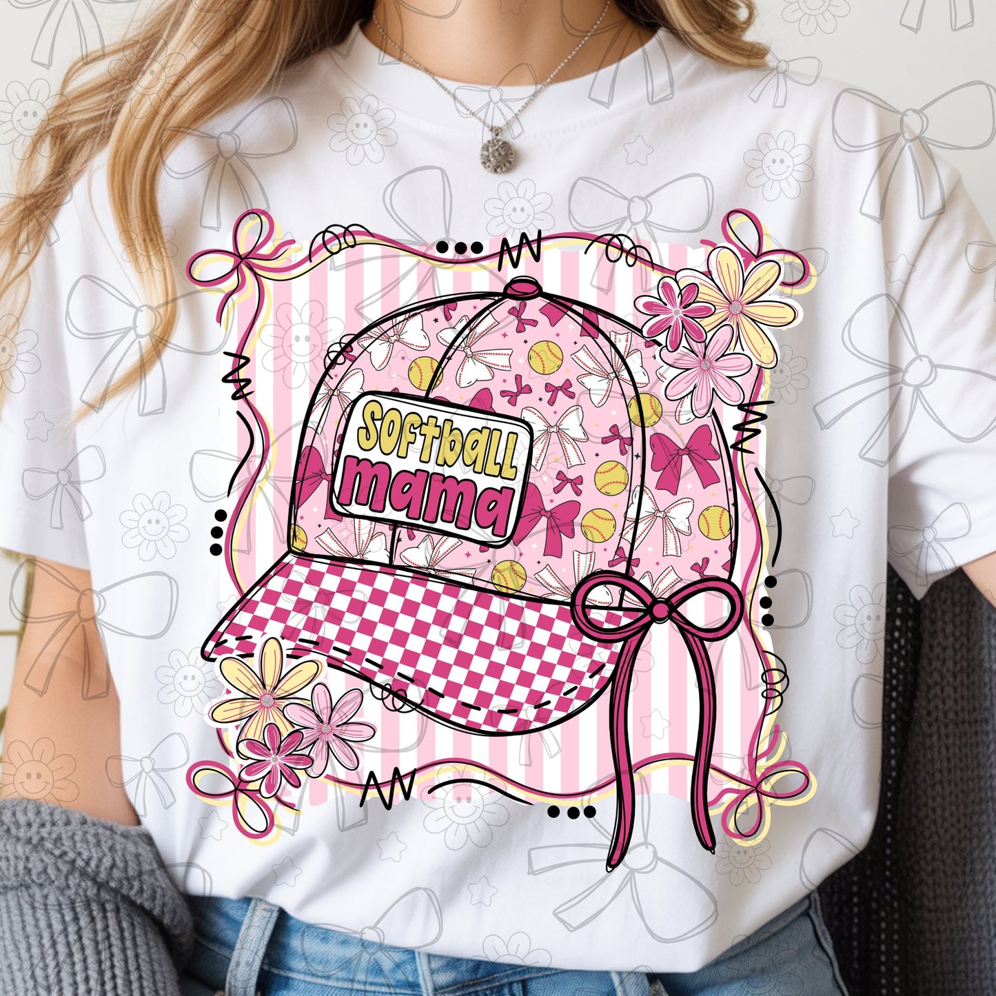 Softball mama hat bows