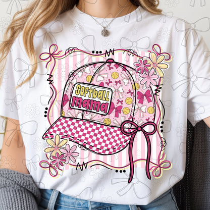 Softball mama hat bows