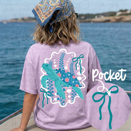 Floral sea turtle no background