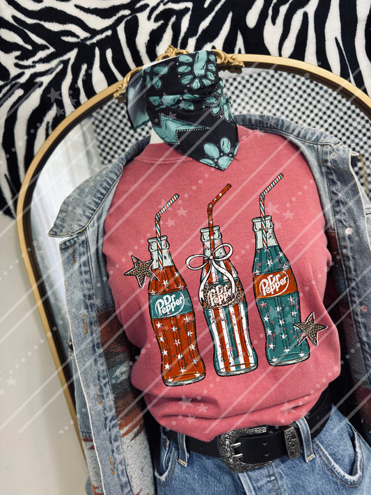 Vintage DP Bottles with Stars and Straws Patriotic Design