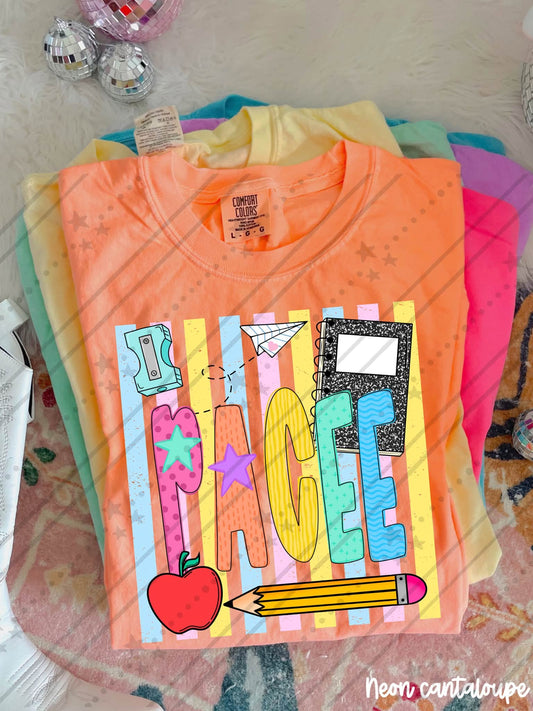 PACEE Colorful School Supplies Doodle with Stars and Apple