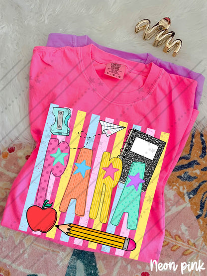 Para Colorful School Supplies Doodle with Stars and Apple