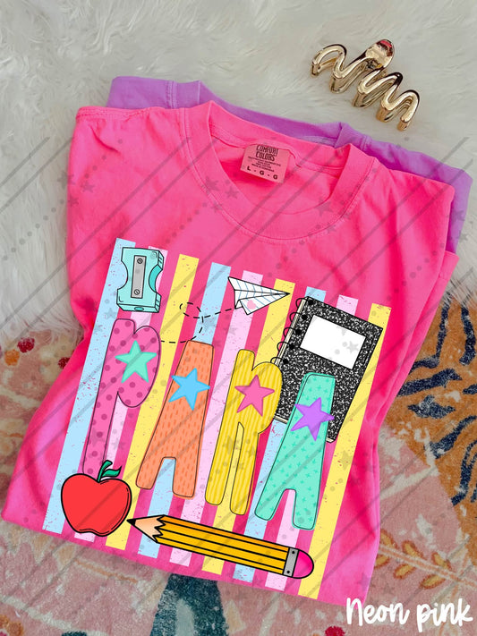 Para Colorful School Supplies Doodle with Stars and Apple