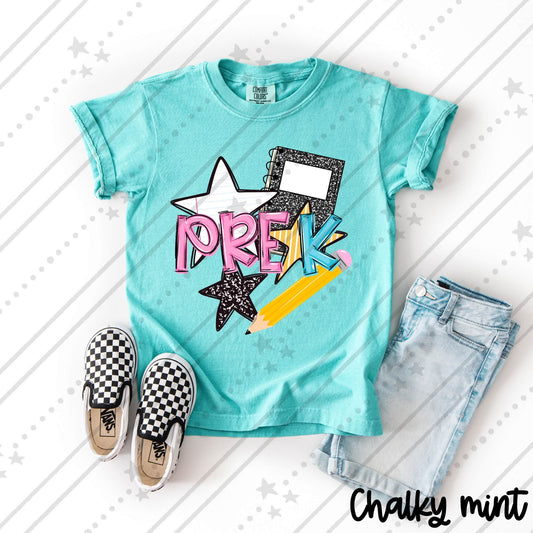 Pre-K  Pink and Blue Bold School Supply Design
