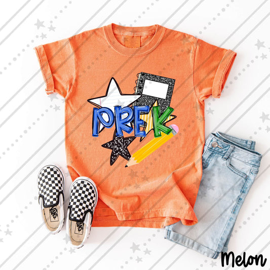 Pre-K Bold Text with Stars Pencil and Composition Notebook