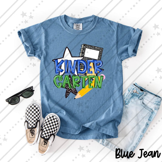Kindergarten   Bold Text with Stars Pencil and Composition Notebook