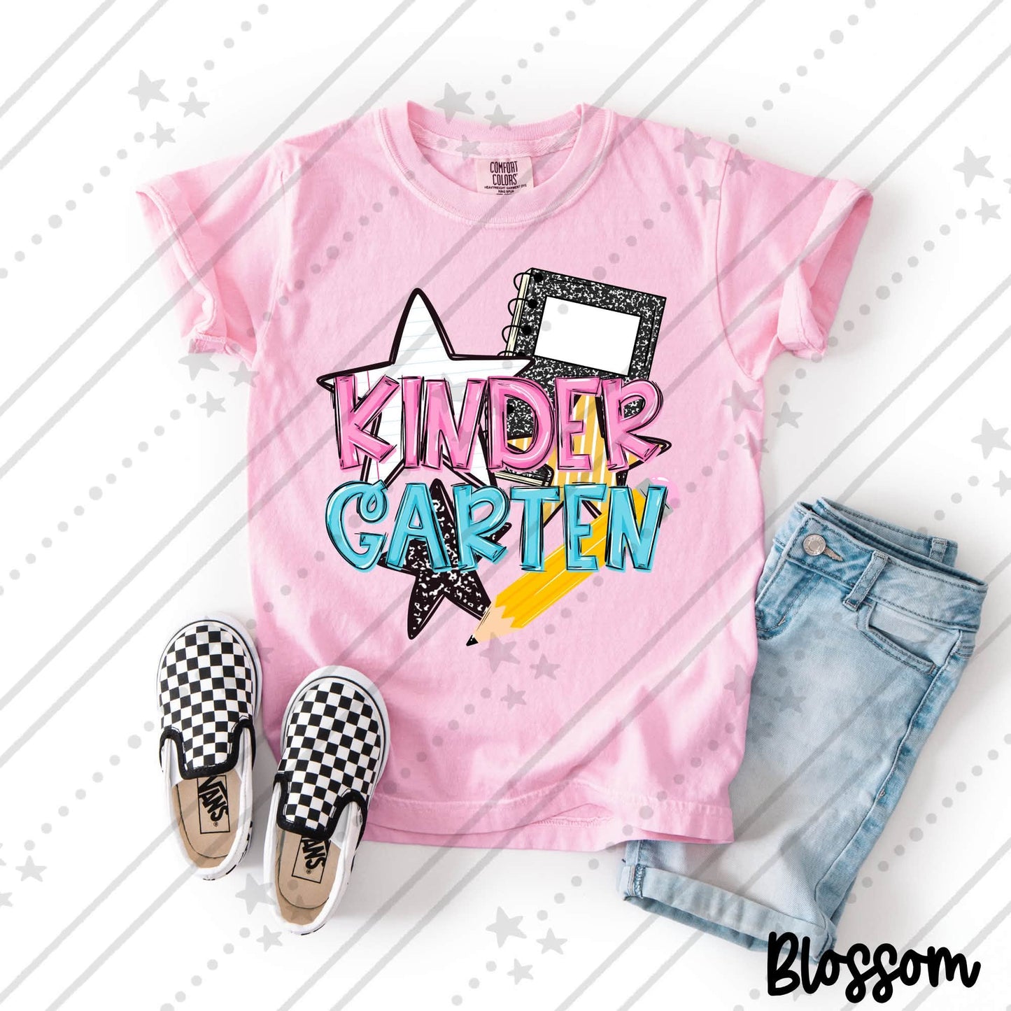 Kindergarten  Pink and Blue Bold School Supply Design