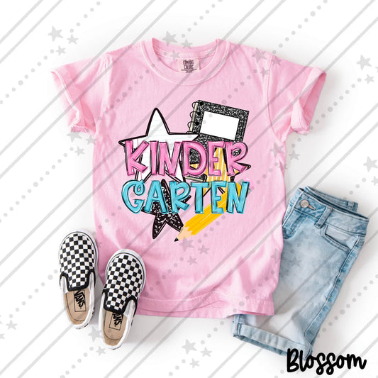Kindergarten  Pink and Blue Bold School Supply Design