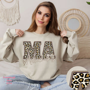 Massachusetts Leopard Faux Embroidery State