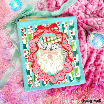 pink santa stripes and bow