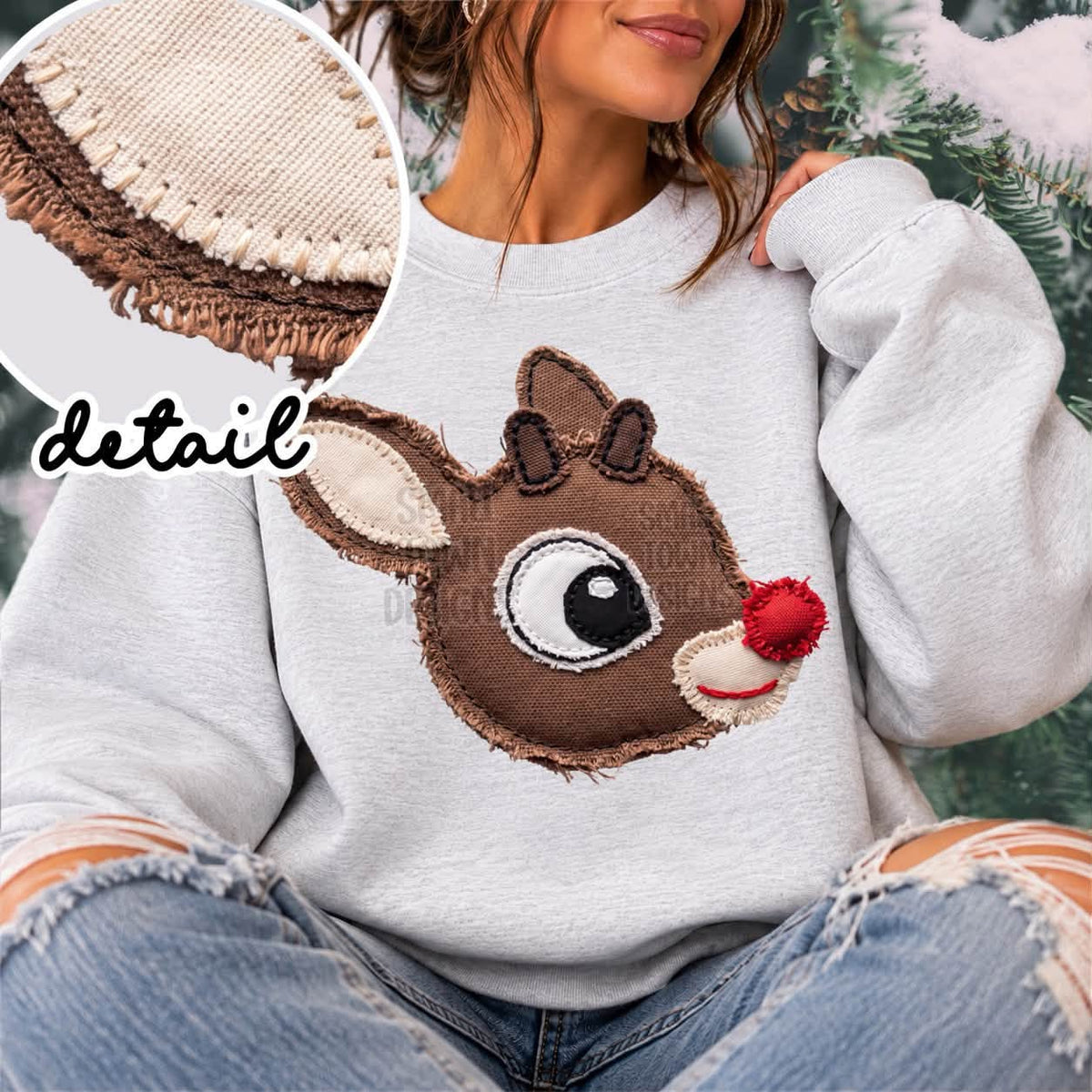 Rudolph red nose stitched