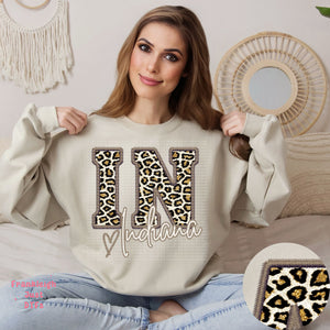 Indiana Leopard Faux Embroidery State