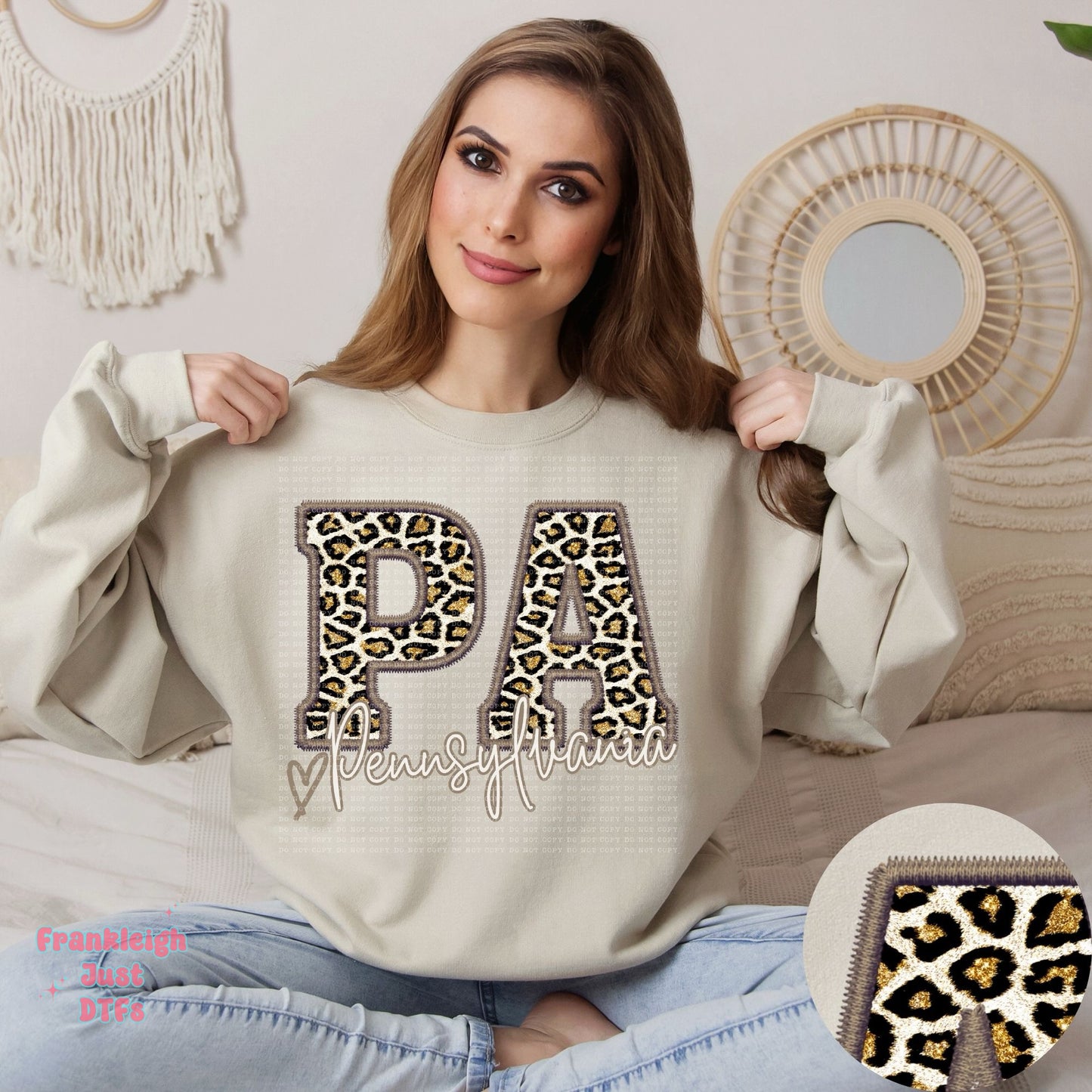 Pennsylvania Leopard Faux Embroidery State