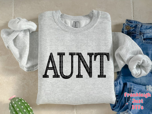 Aunt Black Faux Embroidery