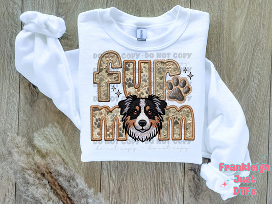 Australian Shepard Fur Mom  (Faux Embroidery/Faux Glitter)