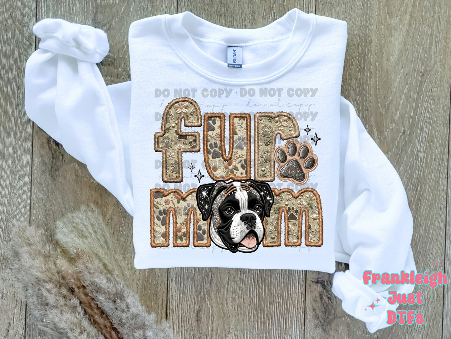 Boxer Fur Mom  (Faux Embroidery/Faux Glitter)