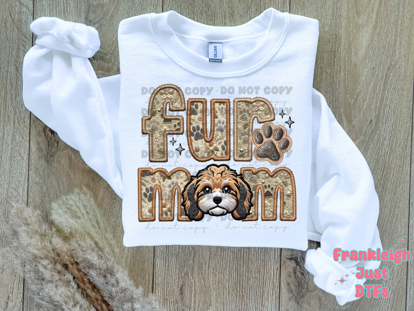 Cavapoo Fur Mom  (Faux Embroidery/Faux Glitter)