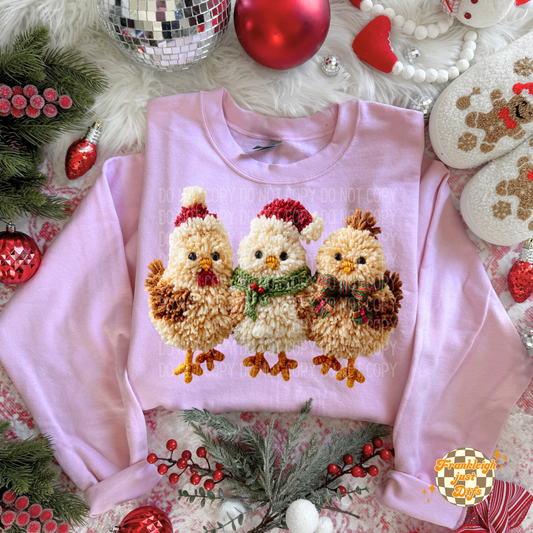 Christmas Chickens Latch Hook Yarn Crochet