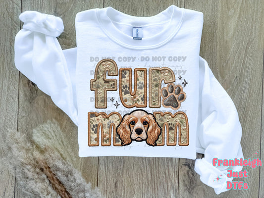 Cocker Spaniel Fur Mom  (Faux Embroidery/Faux Glitter)