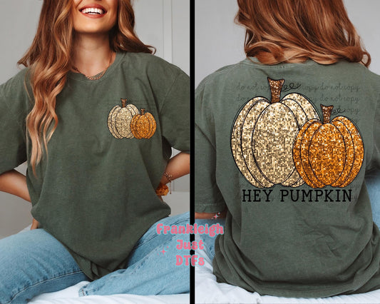 Hey Pumpkin Faux Sequin/ Embroidery (front)