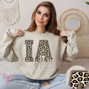 Iowa Leopard Faux Embroidery State