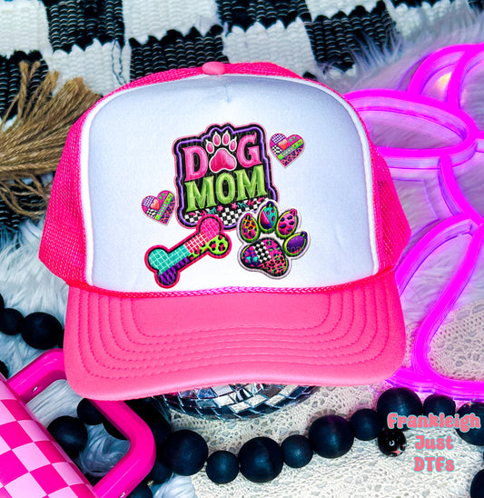 Dog Mom Neon Hat Patch