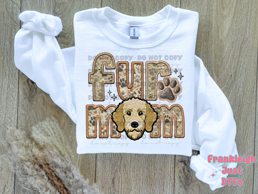 Doodle- Golden Fur Mom  (Faux Embroidery/Faux Glitter)