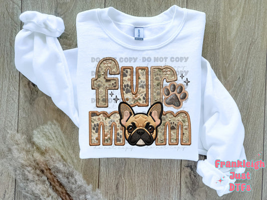 Frenchie- Fawn Fur Mom  (Faux Embroidery/Faux Glitter)