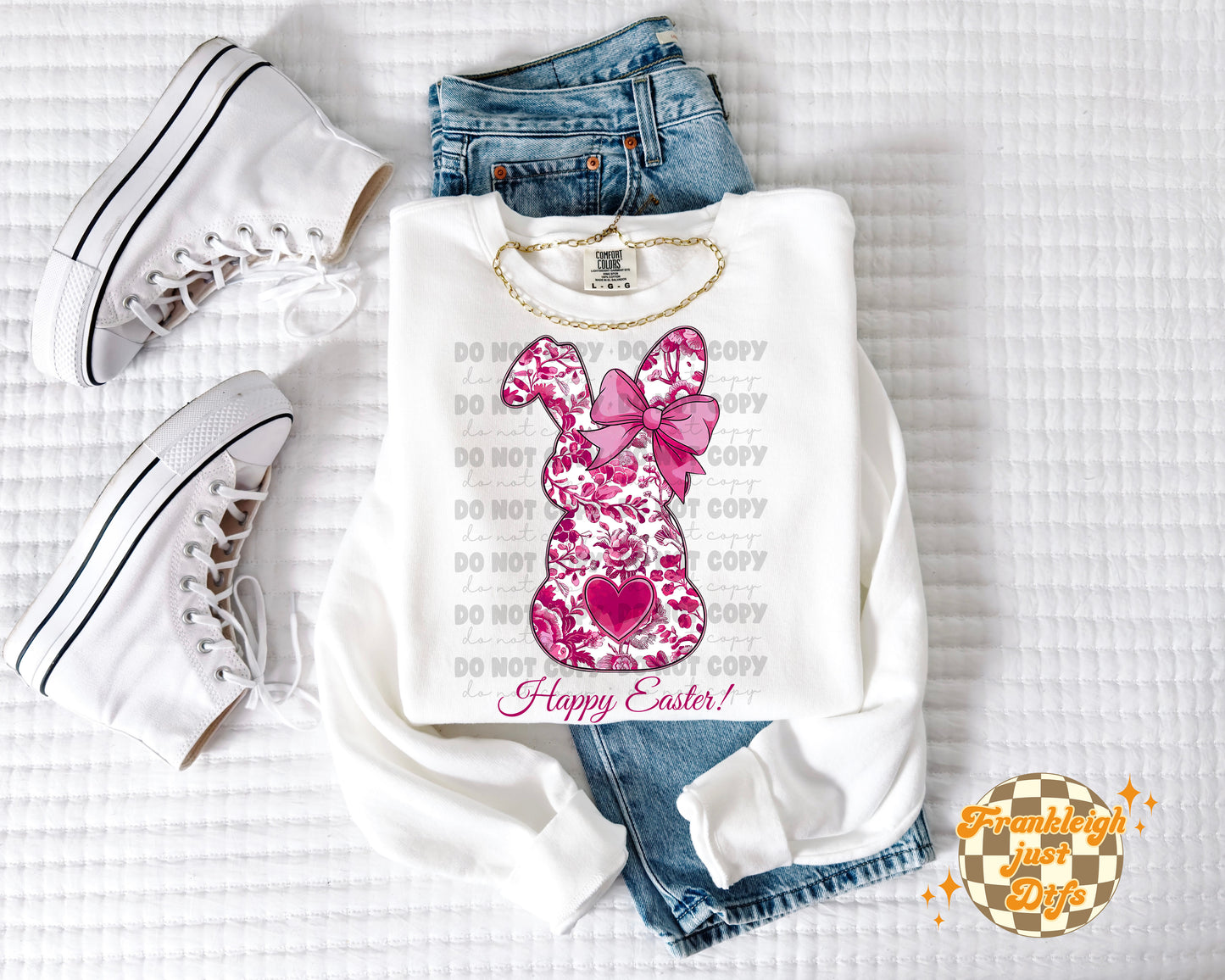 Happy Easter Bunny Pink Floral