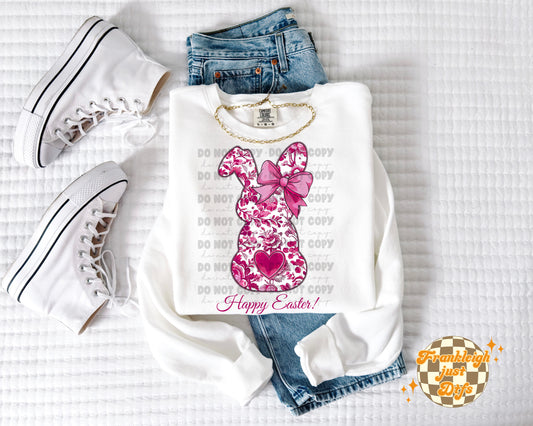 Happy Easter Bunny Pink Floral