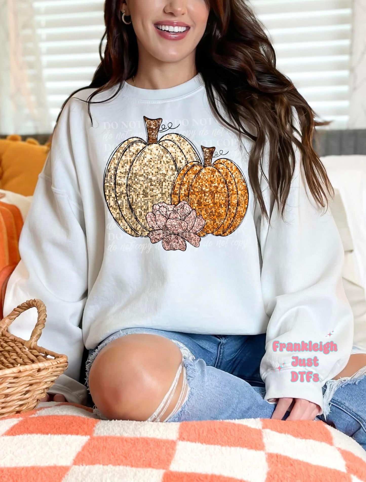 Pumpkin Faux Sequin/ Embroidery