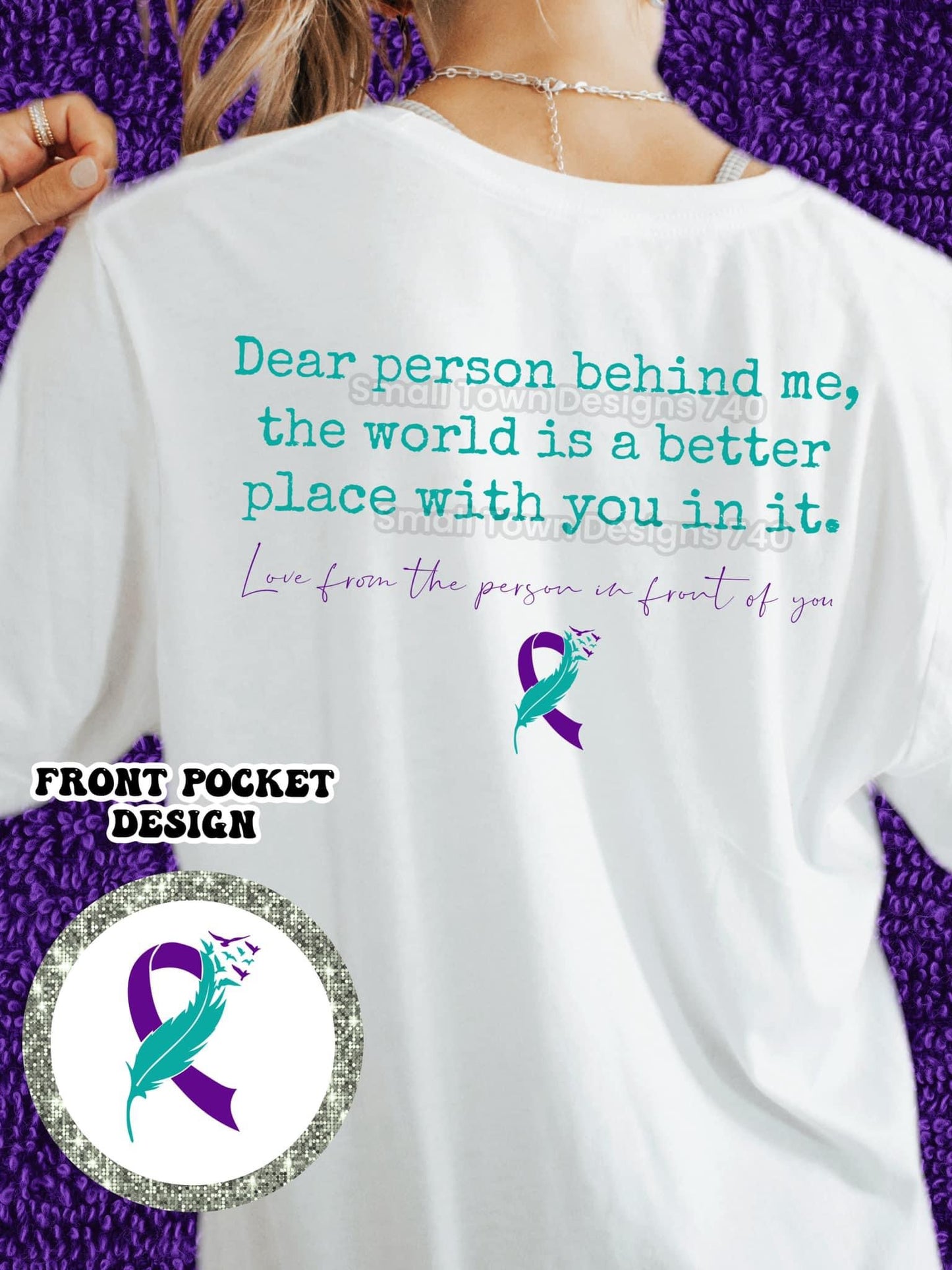 Dear Person (teal/purple) Ribbon Awareness w/pocket