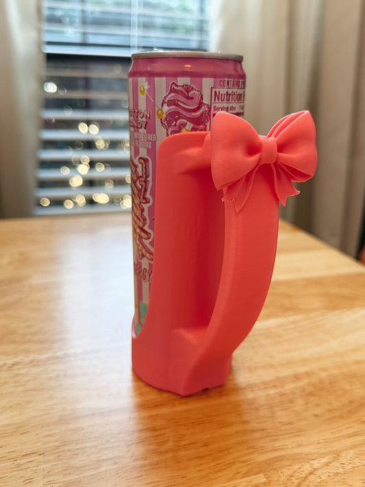 Slim can holder with bow