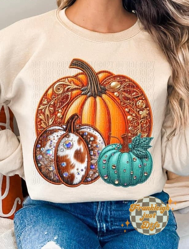 3 Fall Pumpkin  (Faux Glitter)