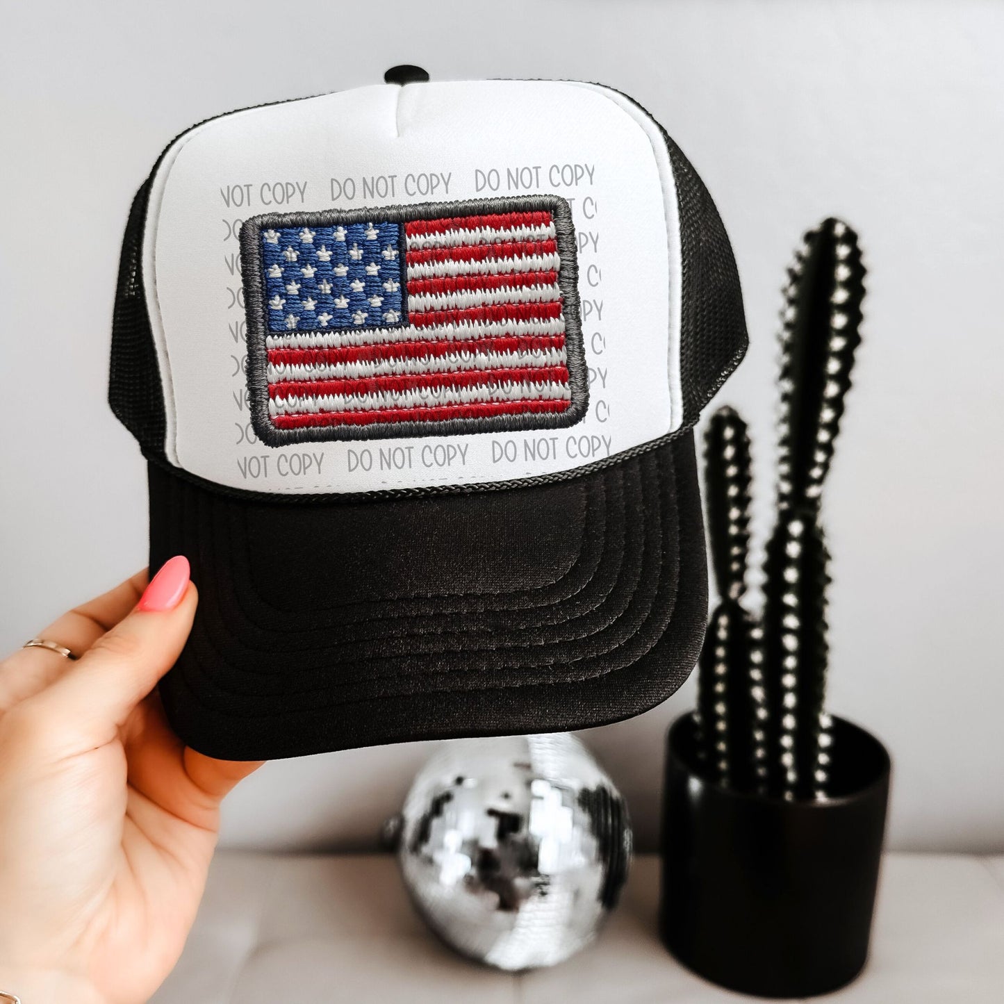 American Flag Faux DTF Hat Patch