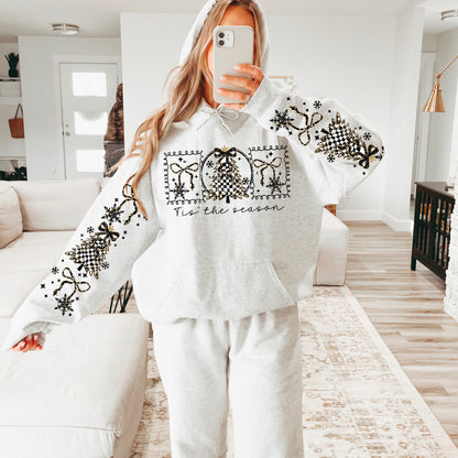 Tis The Season Checker Tree Black Words Front Design