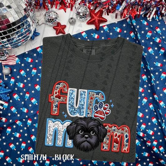 Patriotic Fur Mom Shih Tzu  black