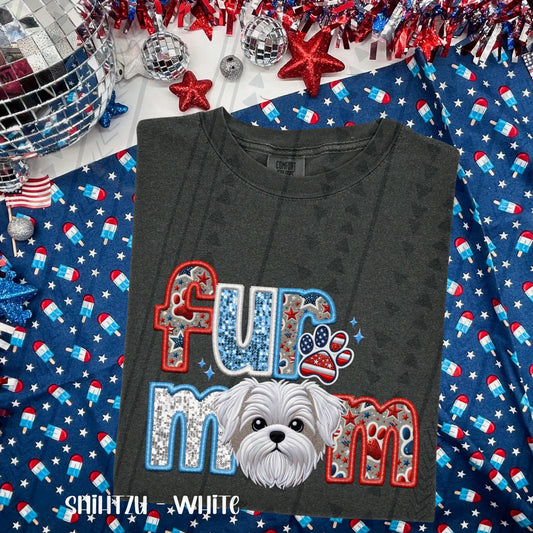 Patriotic Fur Mom Shih Tzu  white