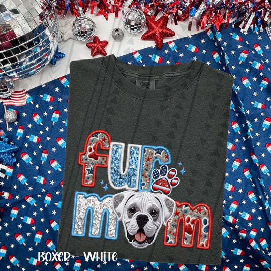 Patriotic Fur Mom Boxer White