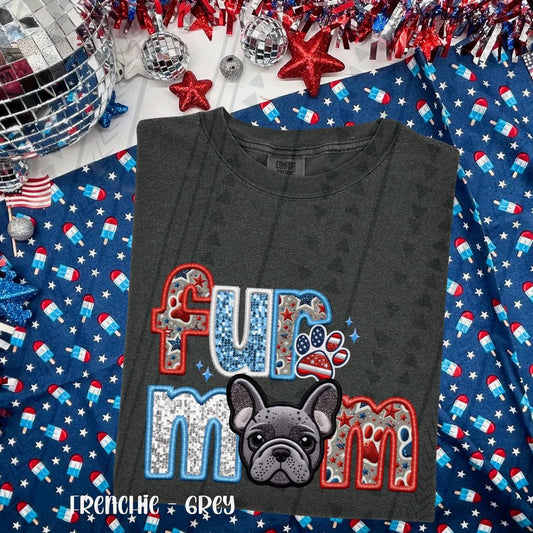 Patriotic Fur Mom  Frenchie-Grey