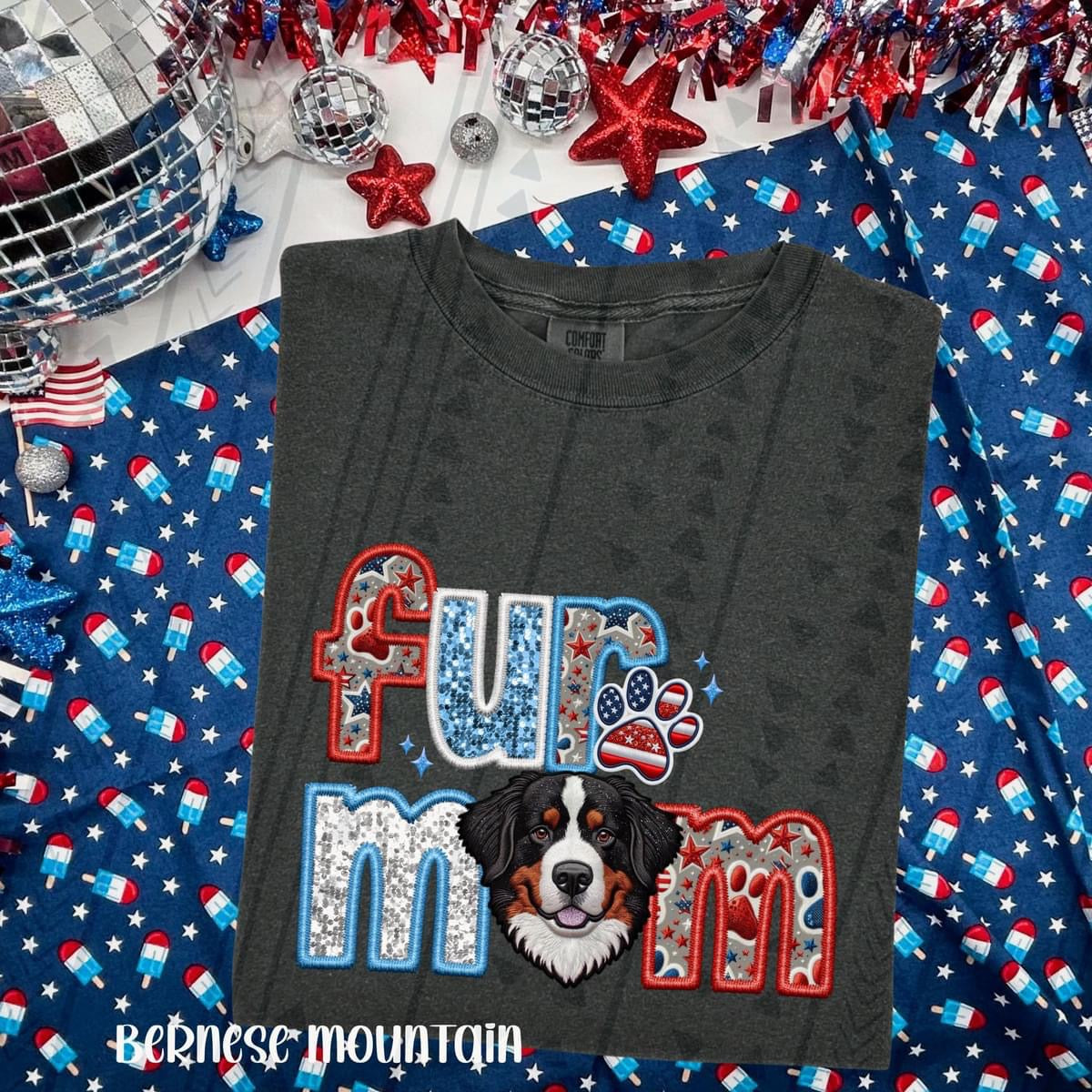 Patriotic Fur Mom Bernese Mountain