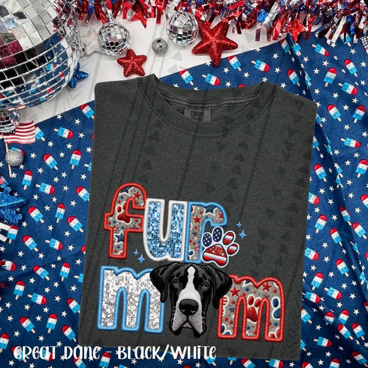 Patriotic Fur Mom Great Dane Black/White