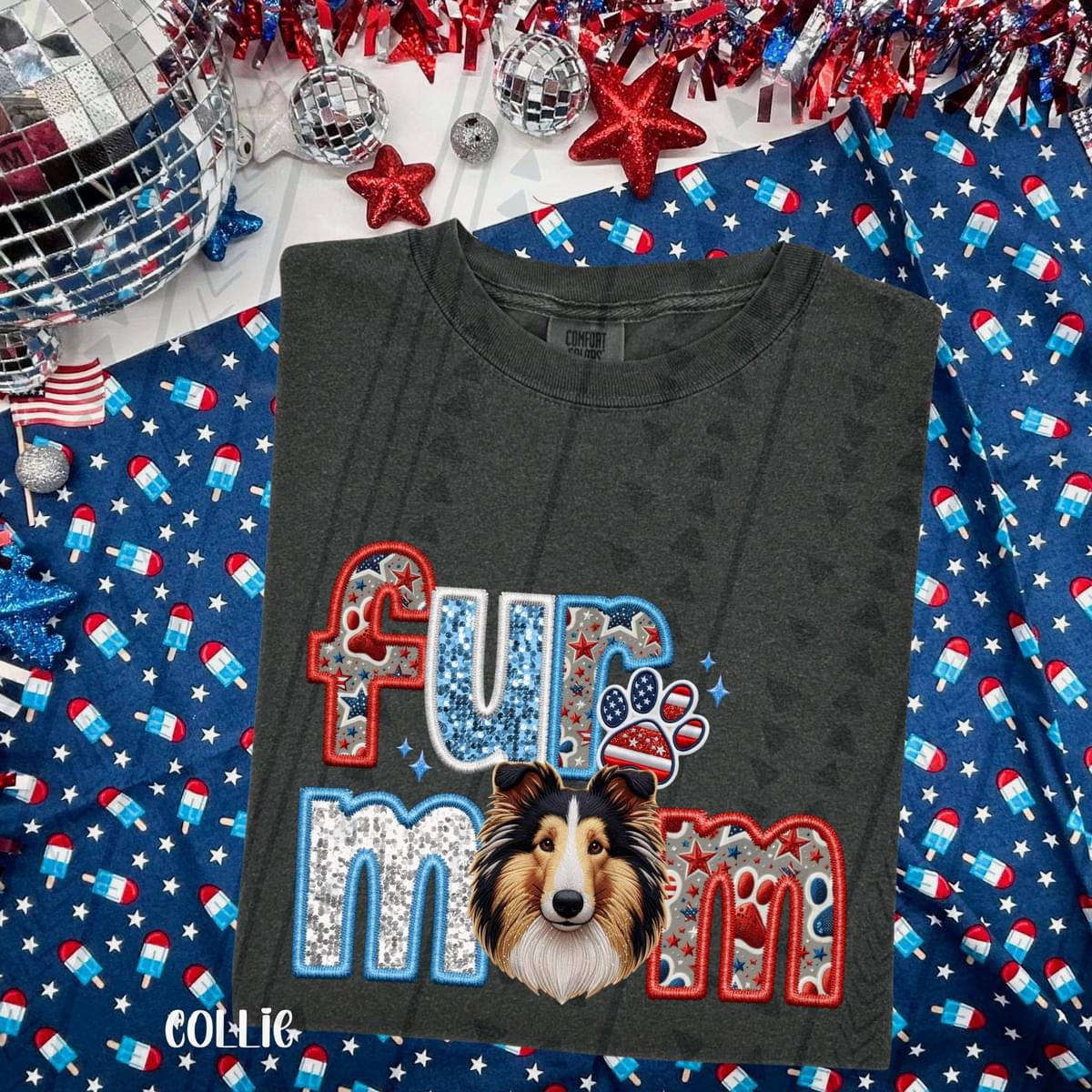 Patriotic Fur Mom Collie