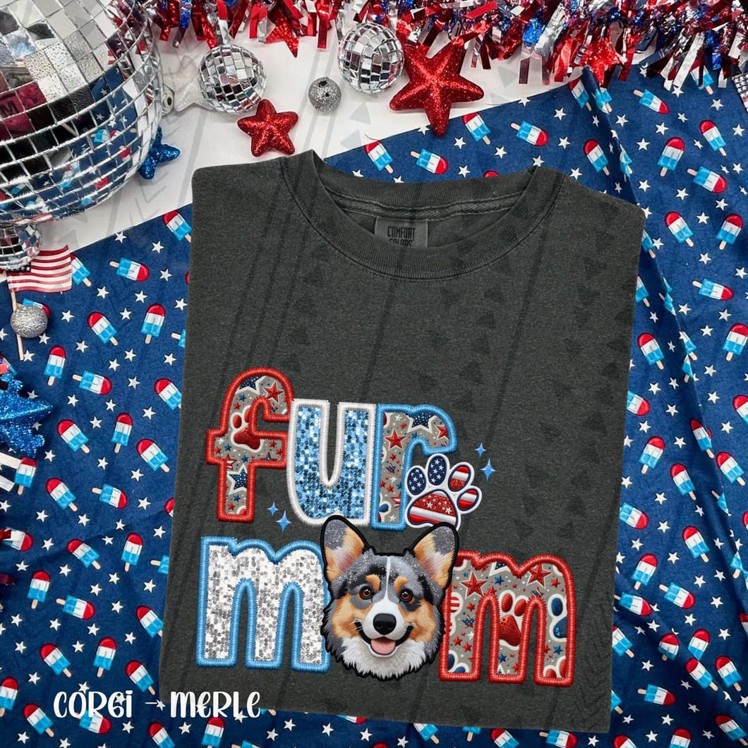 Patriotic Fur Mom Corgi- Merle