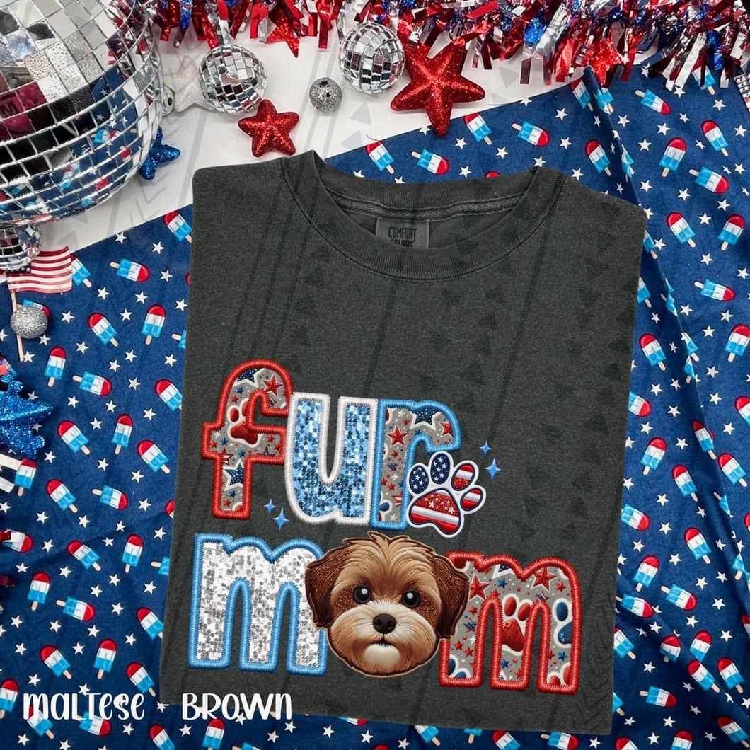 Patriotic Fur Mom Maltese-Brown