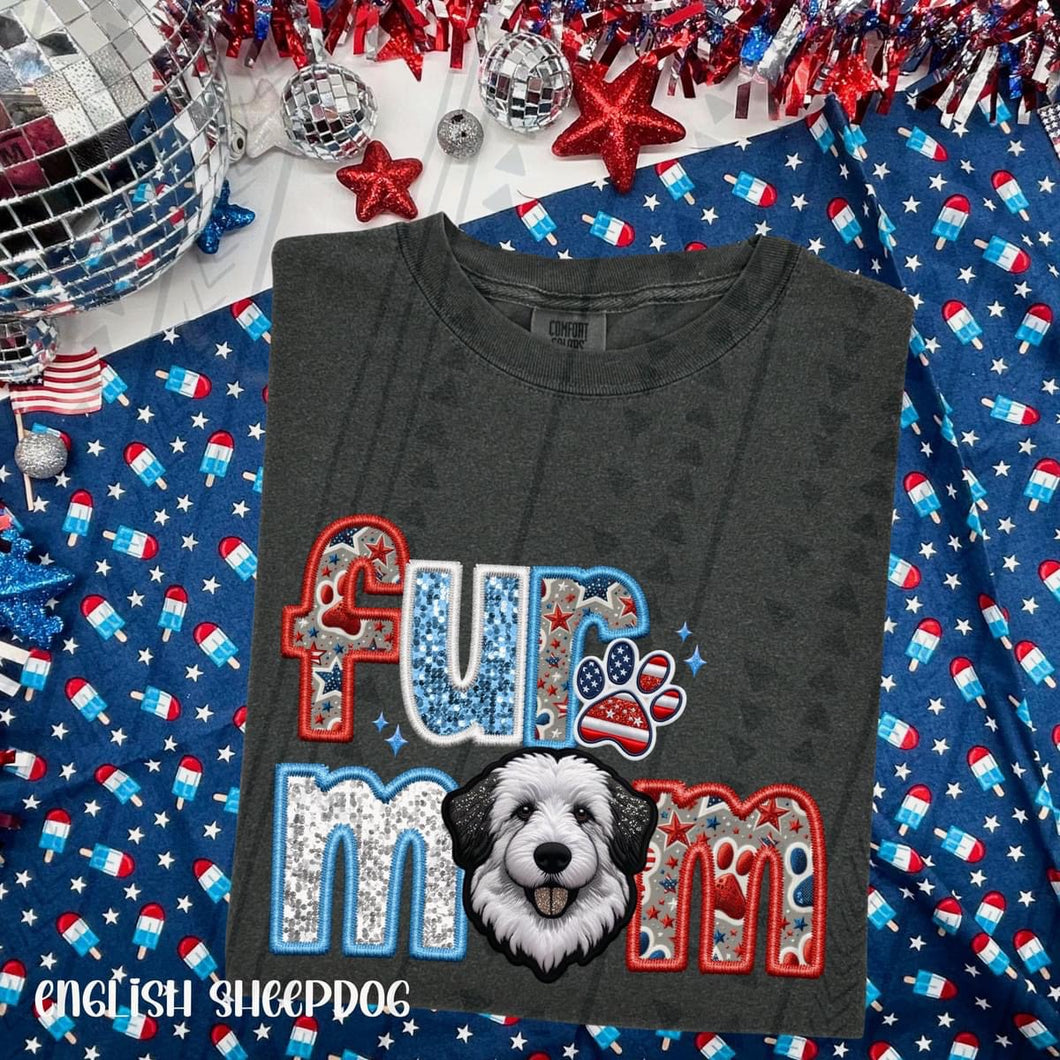 Patriotic Fur Mom English Sheepdog