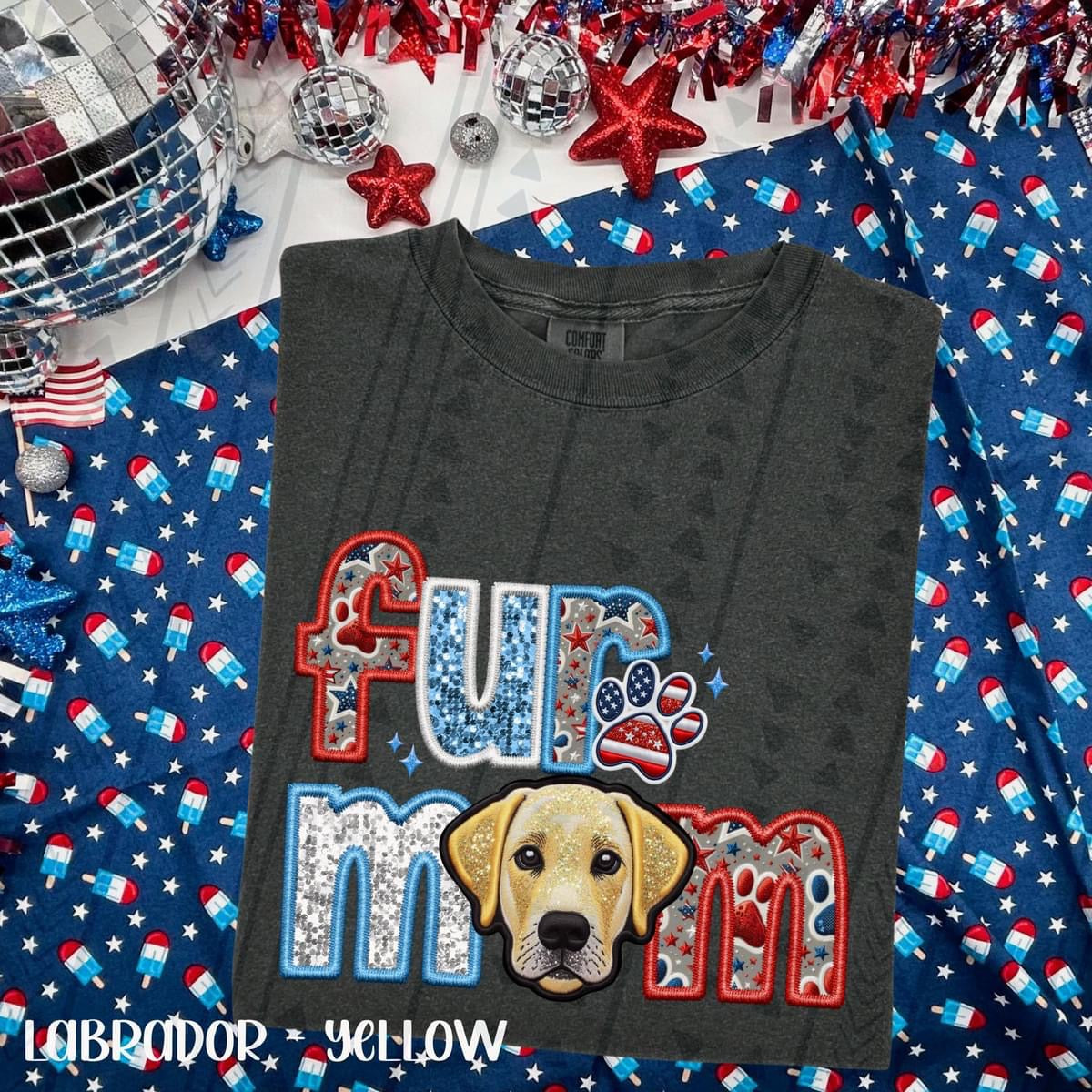 Patriotic Fur Mom Lab- Yellow