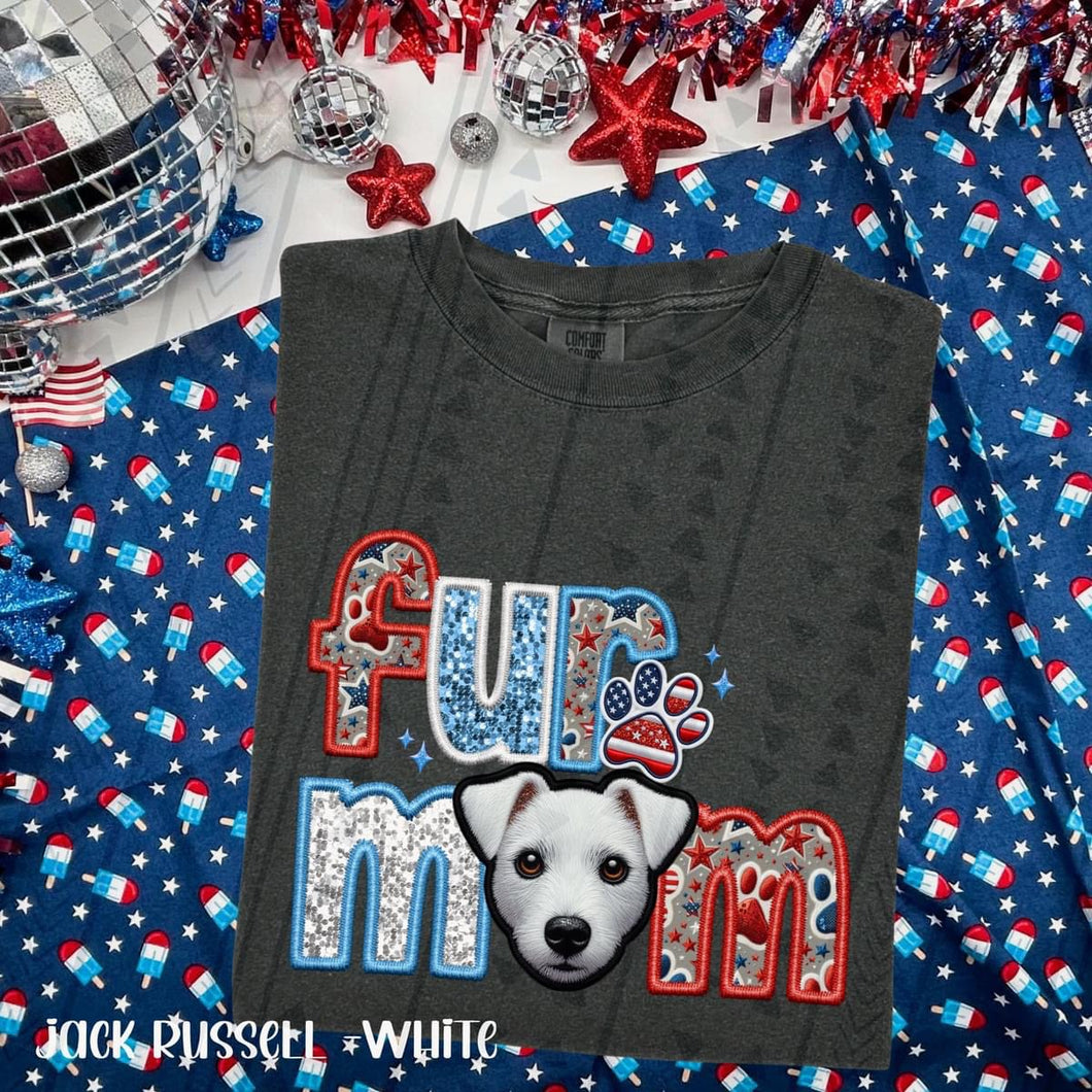 Patriotic Fur Mom Jack Russell-white