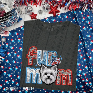 Patriotic Fur Mom Yorkie-White
